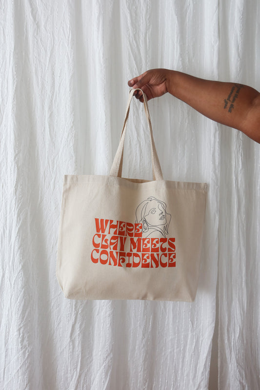 where clay meets confidence tote